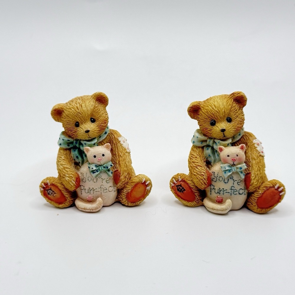 Set of 2 You're Purr-Fect Enesco Vintage 1993 Priscilla Hillman Bears 2"